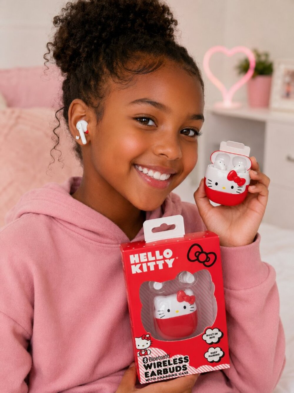 Hello Kitty Bluetooth Wireless Earbuds with Charging Case Red